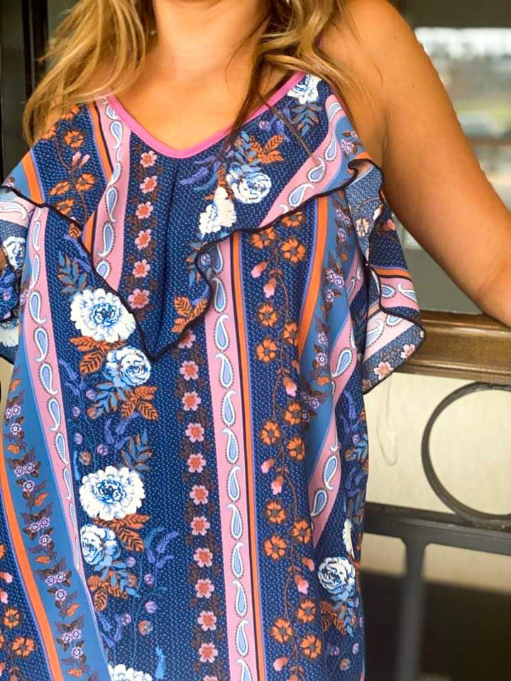 Boho Tribal Print Ruffle Tank