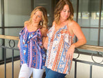 Boho Tribal Print Ruffle Tank