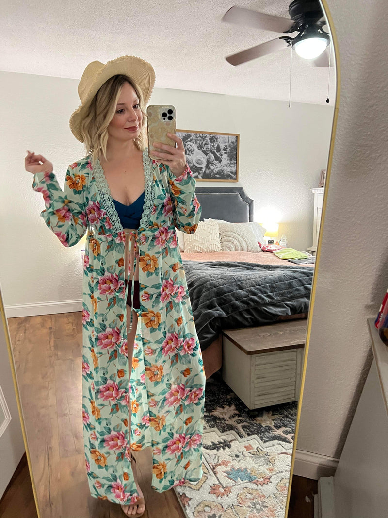 Floral Self Tie Kimono