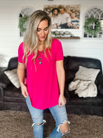relaxed fit tunic length tee in fuchsia