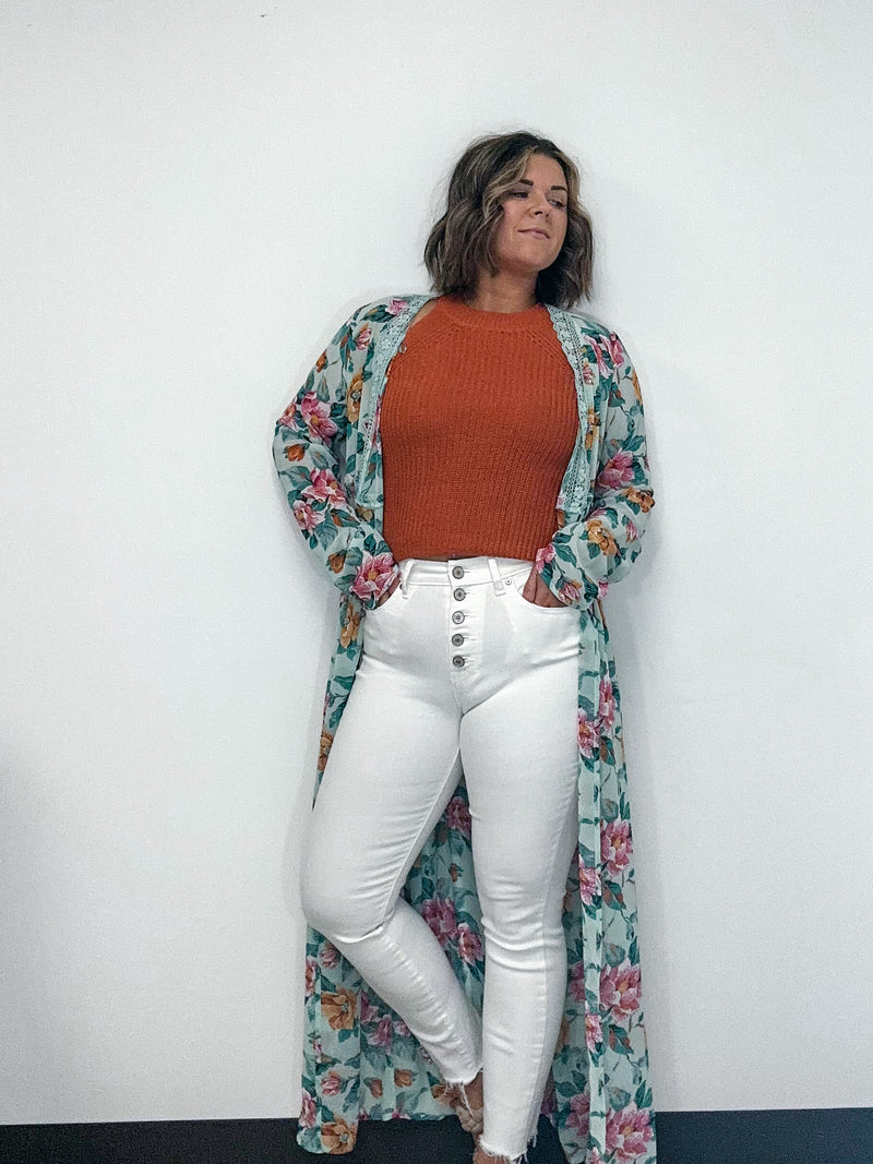 Floral Self Tie Kimono