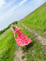 Orange Floral Printed Maxi Dress