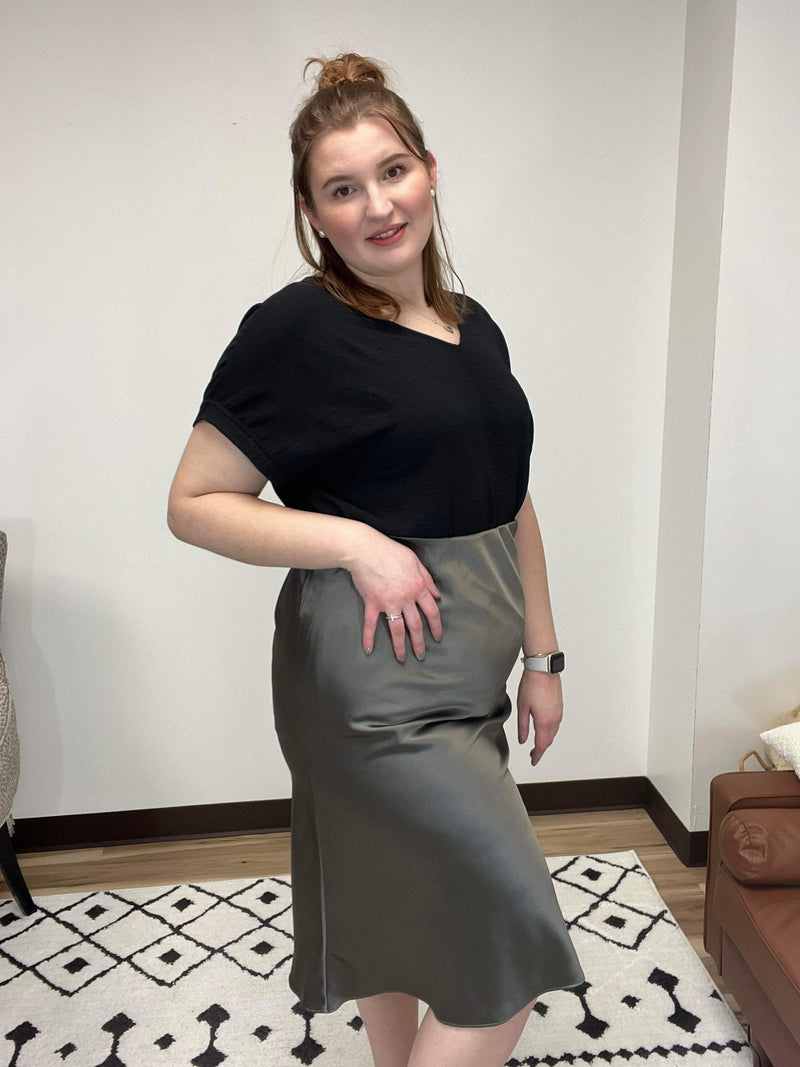 Regina Satin Midi Skirt