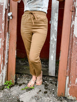 camel twill straight leg pants