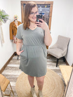 Short Sleeve Ruched Waisted Dress