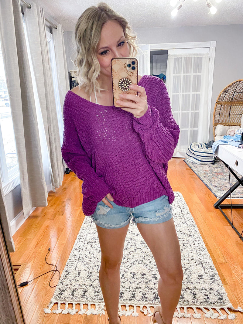 Tawny V-neck Chenille Sweater - Trendsetters Fashion Boutique