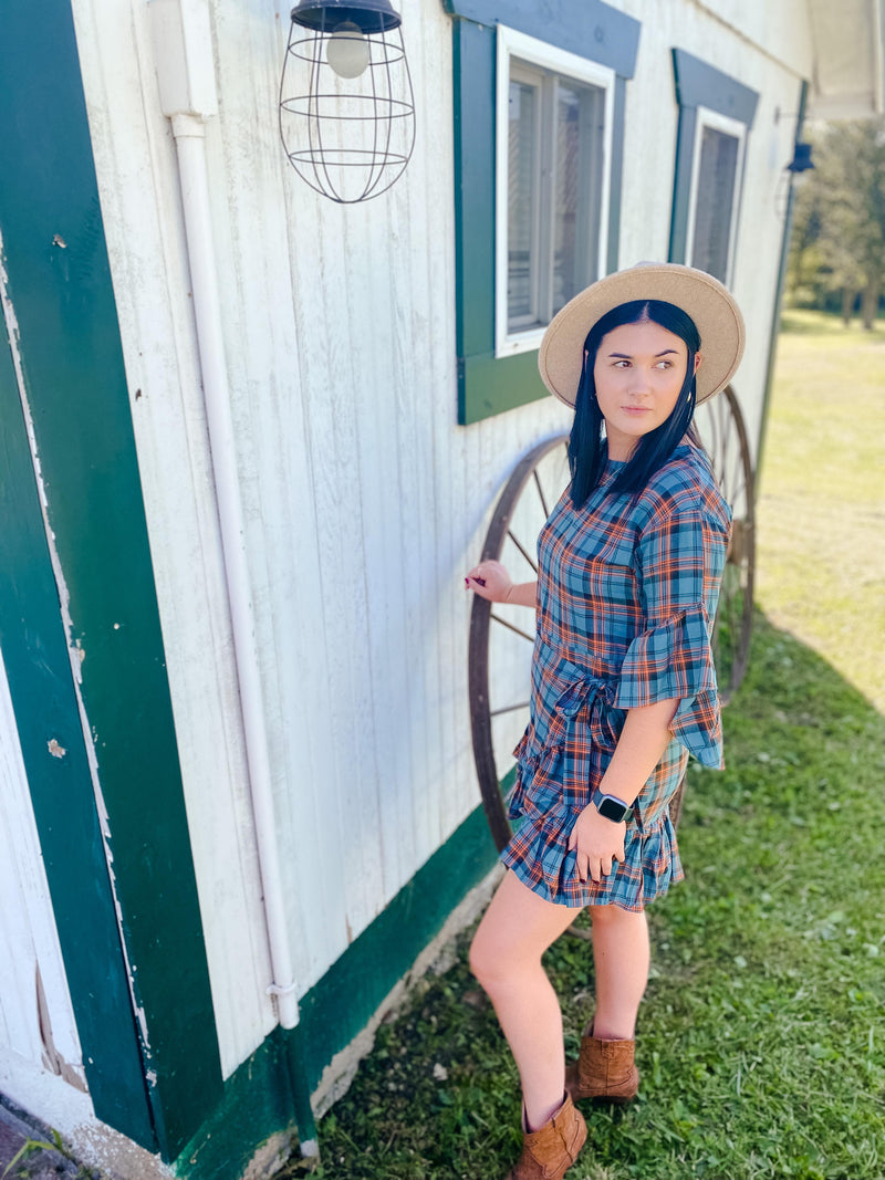 Beverly Plaid Front Tie Dress