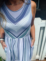 sage striped summer dress with pockets
