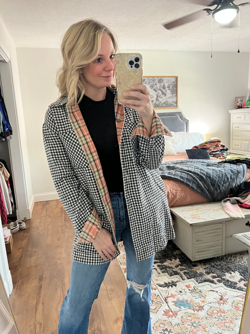 gingham reversible to plaid jacket 