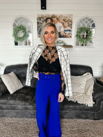 linen black and white pin stripe blazer 