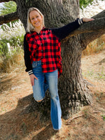 Plaid Long Sleeve Shirt with Varsity Cuff
