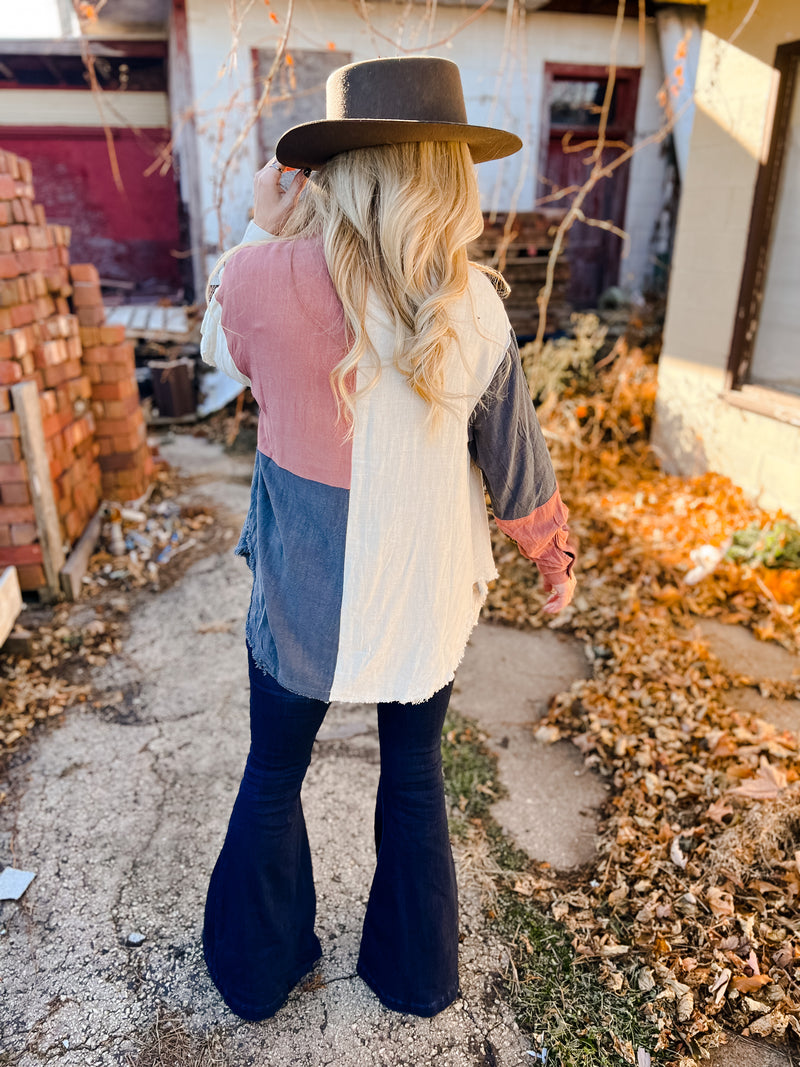 Rosalyn Colorblock Button Shirt