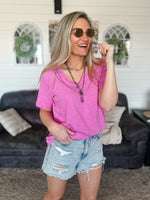 mauve boyfriend relaxed fit tee with v-neck