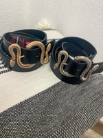 Snake Buckle Faux Leather Belt