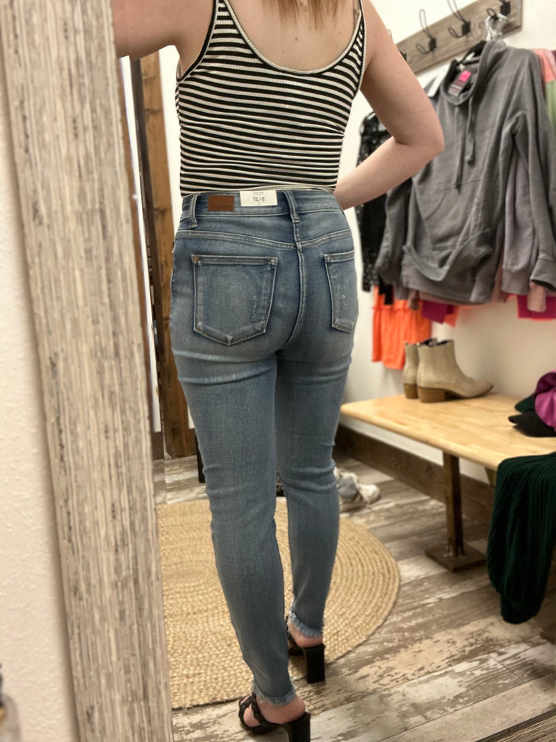 Hi-Rise Skinny Destroyed Buttonfly Jeans