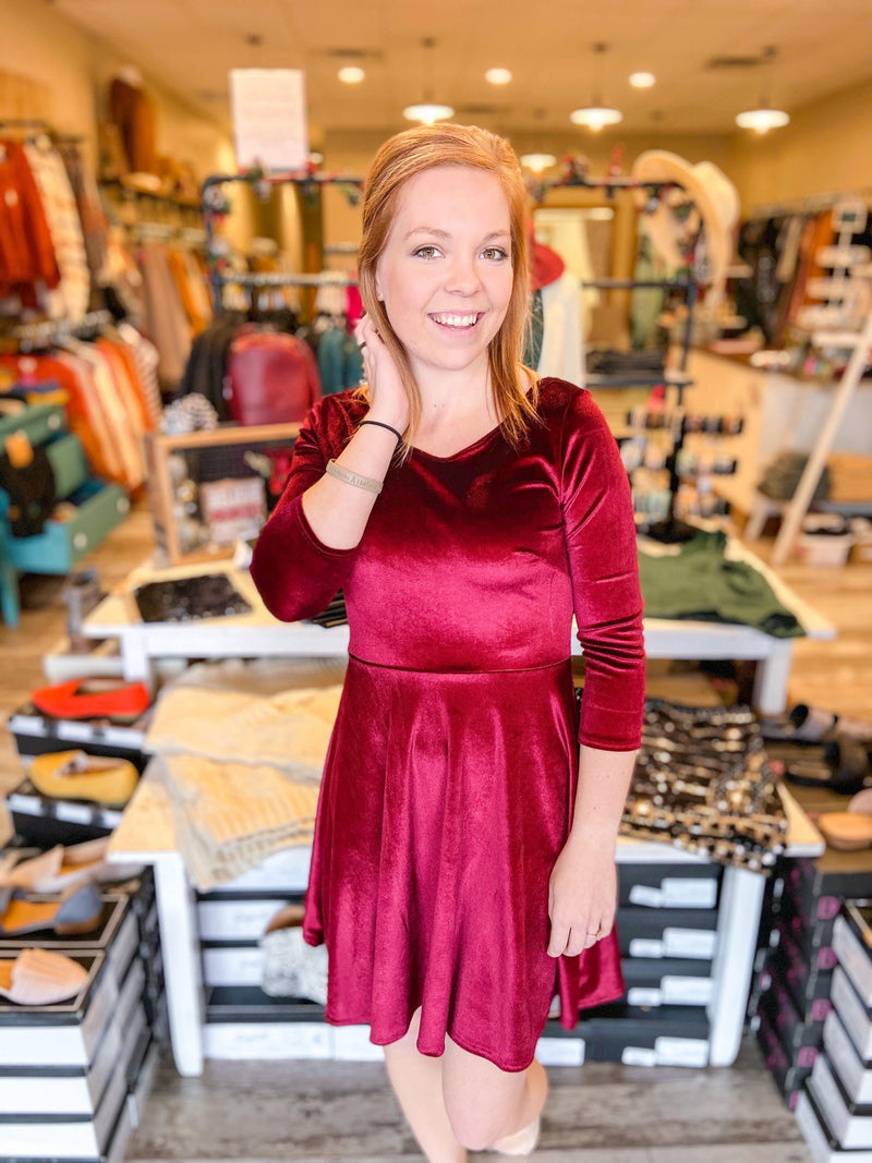 Adeline Velvet Holiday Swing Dress - Trendsetters Fashion Boutique