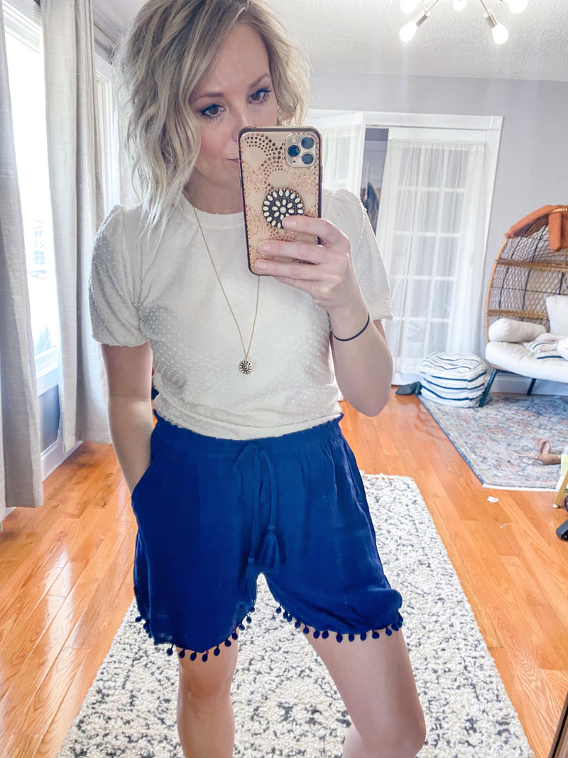Tassel Tie Pom Shorts