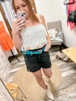 Metallic Fringe Crop Top