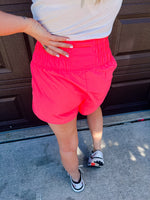 Neon Coral Pink  Smocked Windbreaker running shorts