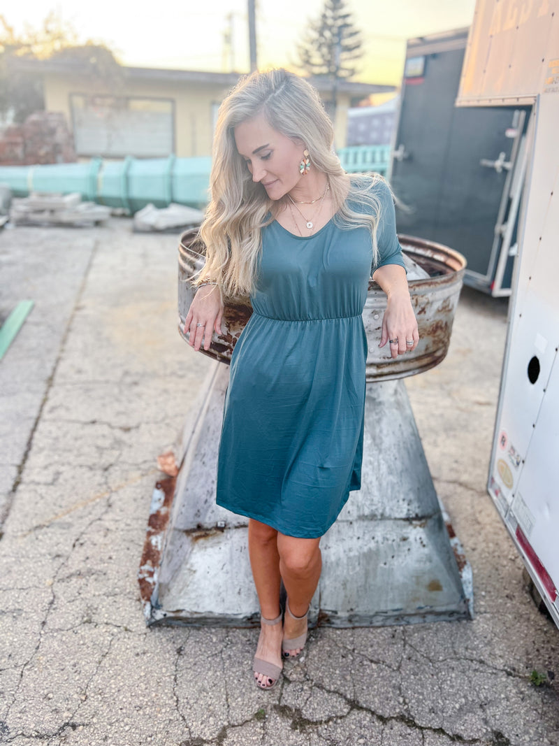 Sully Ruched Waist Long Sleeve Dress