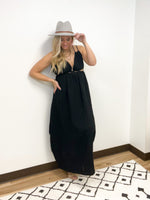 black cutout maxi dress