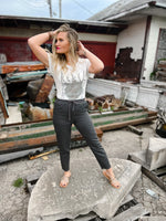 Charcoal twill straight leg pants