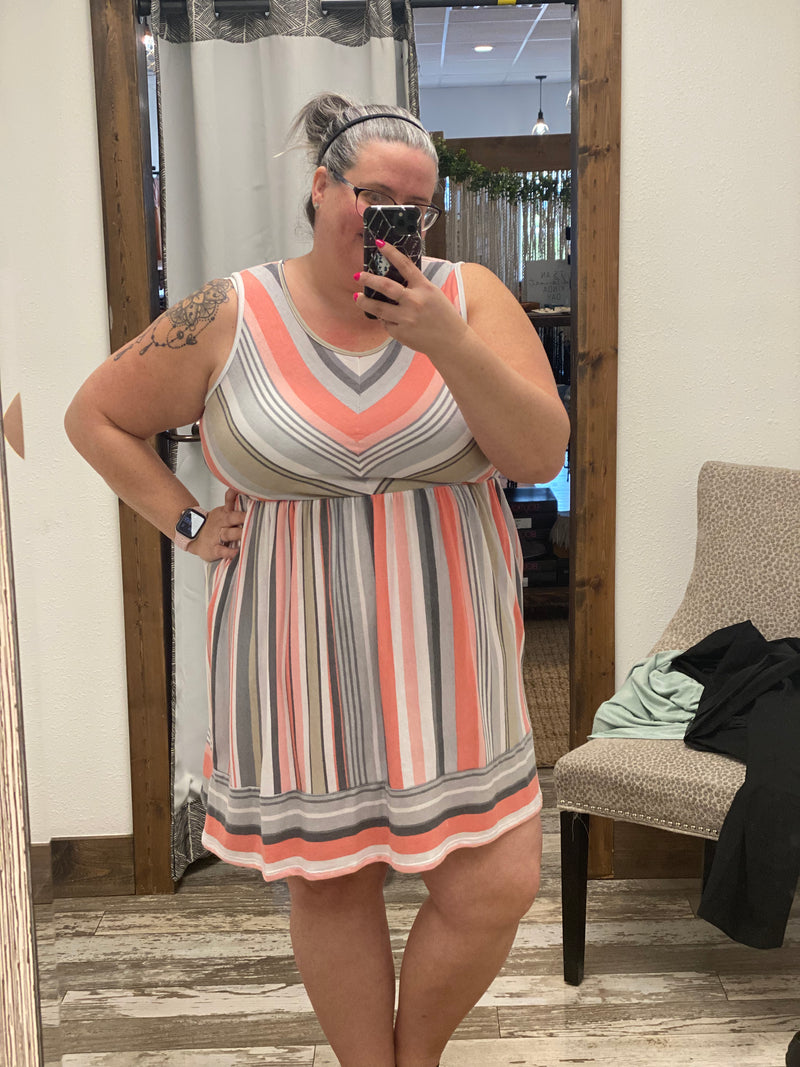 pink striped summer dress with pockets