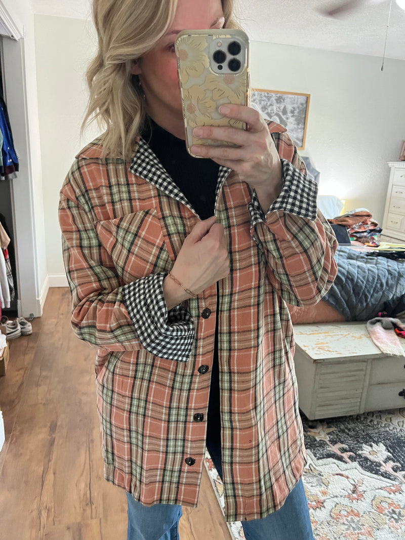 gingham reversible to plaid jacket 