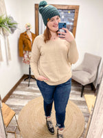 zenana v-neck high low tunic sweater oatmeal