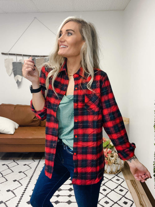 Checker Flannel Shirt with Sherpa Lining