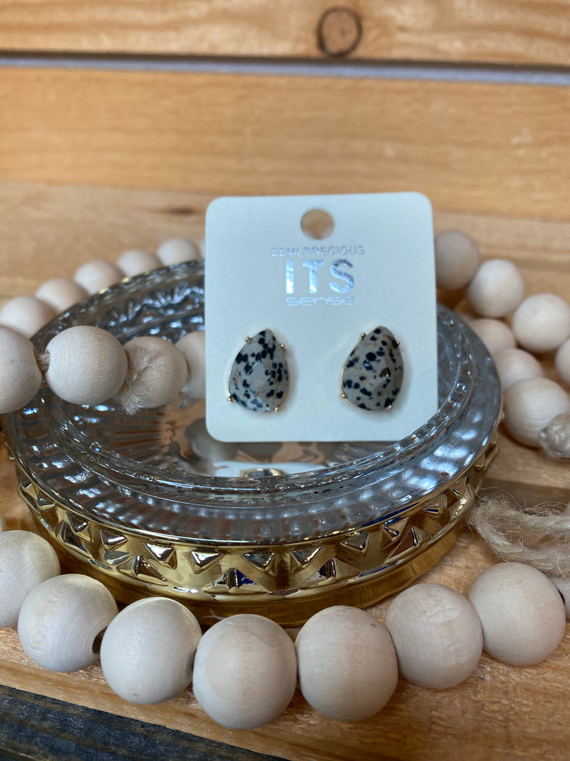 Stone Teardrop Studs