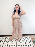 Deep V-Neck Mauve Lace maxi dress 
