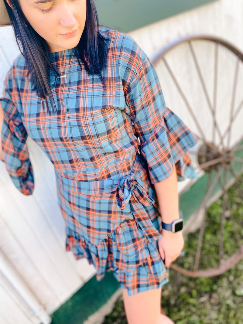 Beverly Plaid Front Tie Dress