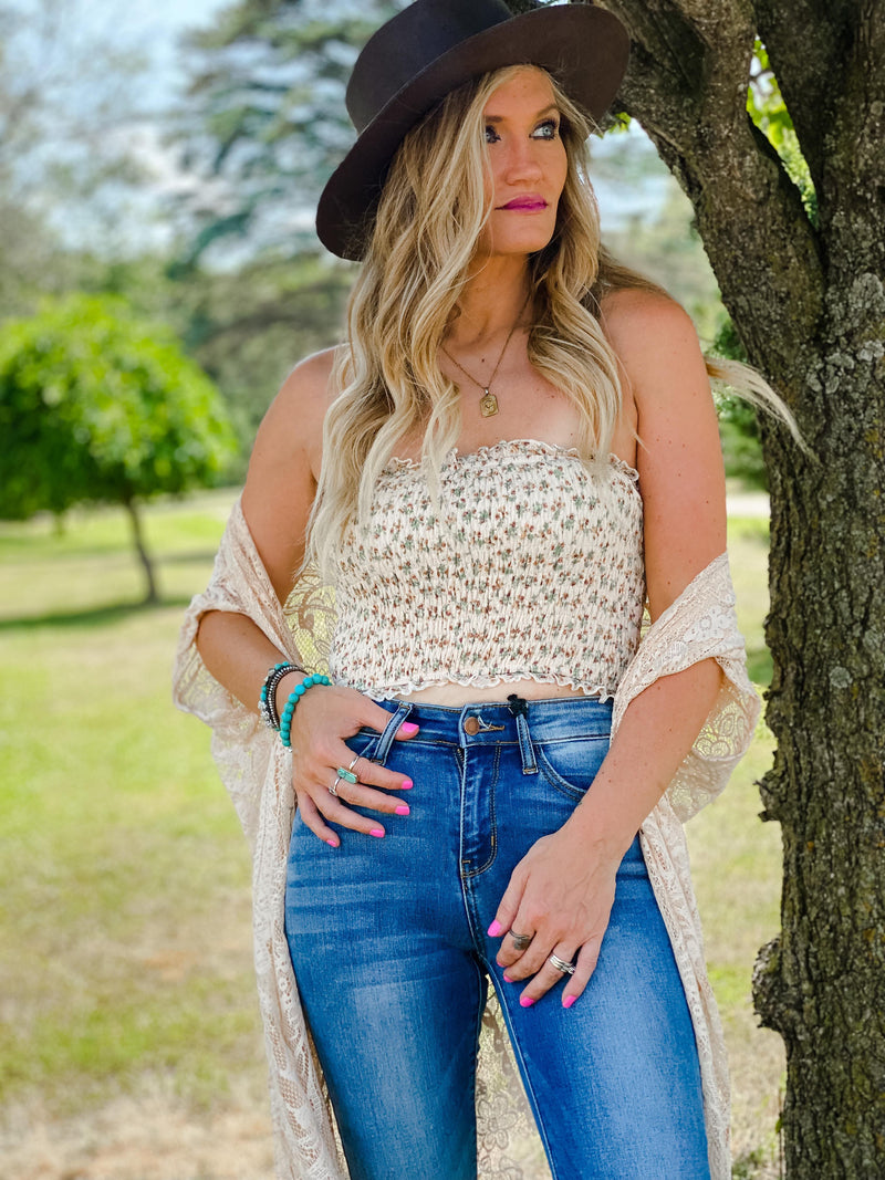 Charlie Lace Smocked Bandeau