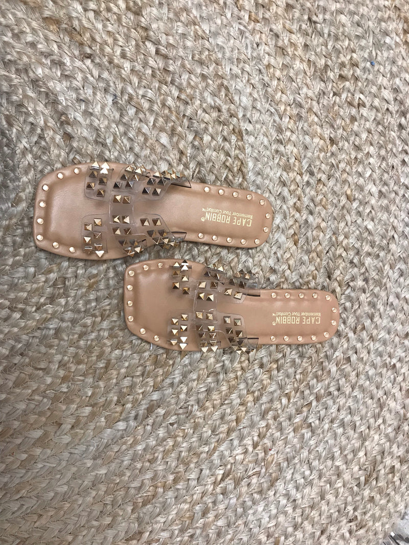 Amisha Clear Studded Sandals