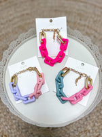 Neon pink, purple/pink, fuchsia/grey chain link silicone bracelets