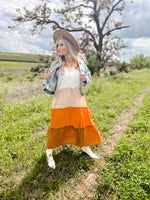 Multi Color Tiered Sleeveless Midi Dress