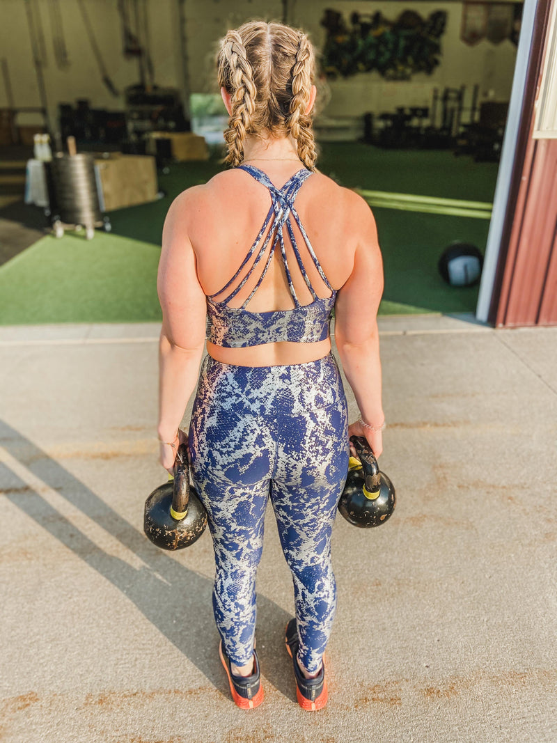 Snake Skin Foil Print Sports Bra